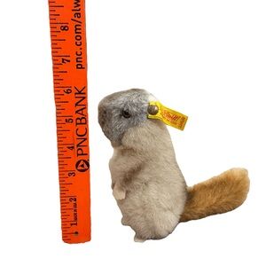 Beige & Brown Beaver Plush with Yellow Ear Tag